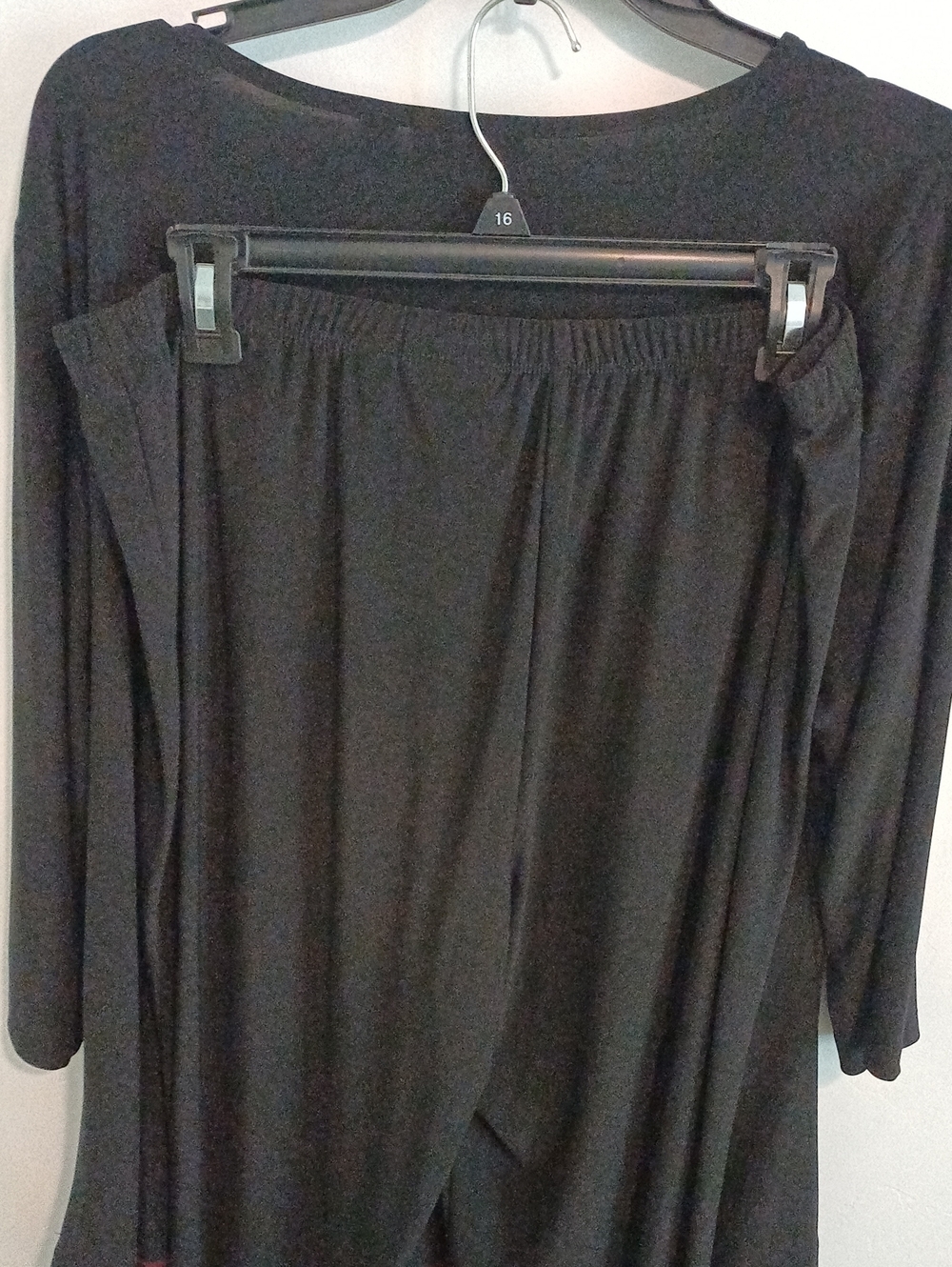 Nina Leonard Black Tunic & Pants Set with Plum Trim - Picture 5 of 5